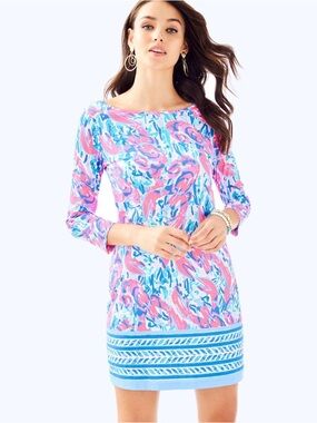 #158 🌷Lilly Pulitzer Pink & Blue Abstract Print Mini Dress